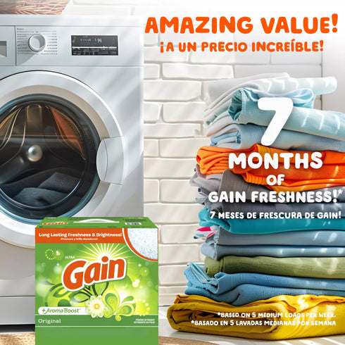 Gain + AromaBoost Powder Laundry Detergent - Original Scent, 183 loads/169 oz.